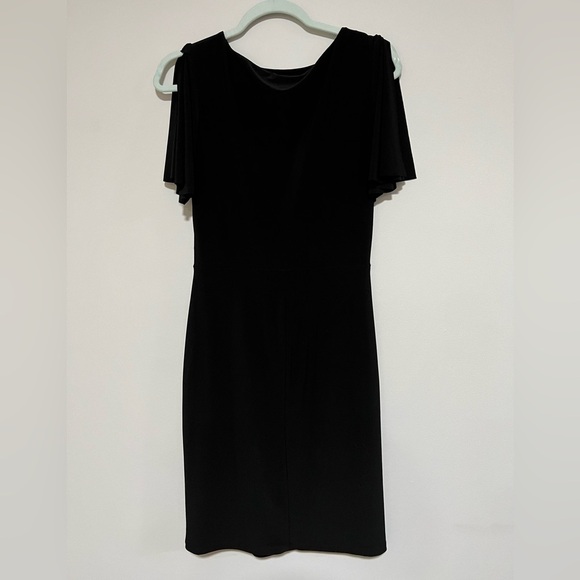 Lauren Ralph Lauren Modest Flutter Sleeve Knee Length Black Dress Size 6 - Picture 1 of 7